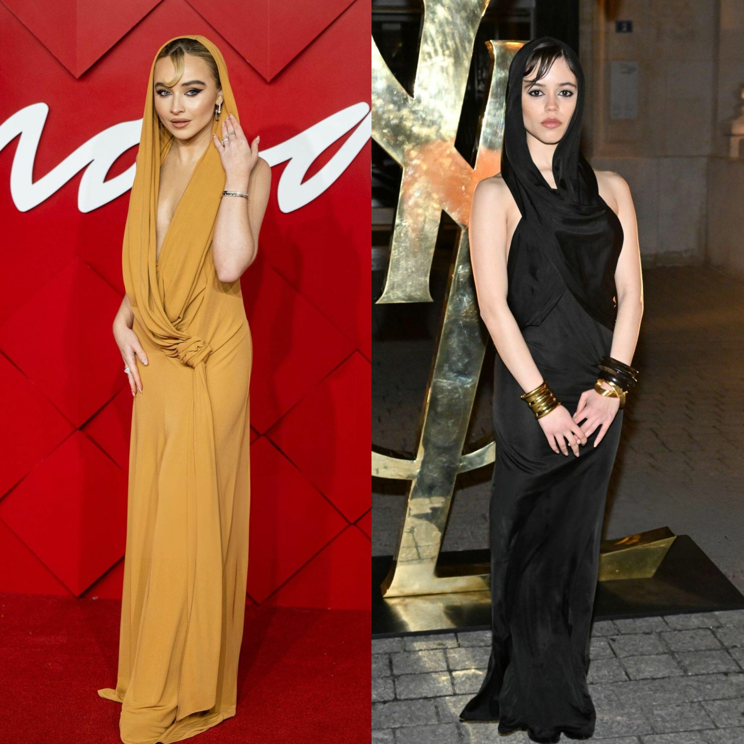 adu gaya sabrina carpenter vs jenna ortega, karpet merah hingga film, 1. Wara-wiri di karpet merah sejak remaja, gaya berpakaian Sabrina Carpenter dan Jenna Ortega terlihat bold lewat padu-padan motif dan palet warna cerah seolah mewakili fase keduanya yang sedang hobi bereksperimen dengan OOTD., 2. Andalkan jumpsuit hitam motif garis-garis putih, Sabrina Carpenter menyempurnakan look-nya bersama flap bag senada dari Chanel sewaktu hadiri premiere film Pitch Perfect 2. Jenna Ortega yang memilih clutch merah dari Saint Laurent kemudian memadu-padankan dengan block heels di premiere film Captain Underpants., 3. Memasuki usia awal 20-an, Sabrina Carpenter dan Jenna Ortega mulai berani tampil provokatif dalam balutan gaun transparan. Hadir di MTV Movie &amp; TV Awards 2020, Sabrina Carpenter memilih sheer dress hitam asimetris bertabur manik-manik dari Ralph &amp; Russo, sedangkan Jenna Ortega mengenakan gaun slim-fit Saint Laurent di karpet merah Critics Choice Awards 2022 Celebration Of Latino Cinema &amp; Television., 4. Ramaikan tren fashion mengenakan hooded dress, Sabrina Carpenter andalkan gaun warna karamel dari Alberta Ferretti dengan beberapa perhiasan minimalis saat hadiri The Fashion Awards 2022. Jenna Ortega tetap pertahankan gaya chic dengan hooded dress warna hitam yang disempurnakan bersama gelang chunky sewaktu tiba di peragaan busana Saint Laurent Menswear Fall/Winter 2023., 5. Sama-sama debut di Met Gala di tahun 2022, Sabrina Carpenter mengenakan satu set gaun dari Paco Rabanne yang terdiri dari bralette top dan ball skirt keemasan. Berbeda dari rekannya, Jenna Ortega perlihatkan look a la boneka Barbie dengan OOTD serba warna fuschia pink dari Valentino., 6. Beberapa kali menghadiri peragaan busana merek terkenal, Sabrina Carpenter sempat kembali mengenakan gaun transparan garis-garis warna hitam di Givenchy Spring/Summer 2024. Jenna Ortega yang mengenakan inner top tipis memilih memadu-padankan bersama blazer, rok midi pleated senada sambil membawa tas bucket di Christian Dior Spring/Summer 2024., 7. Bahkan ketika sedang berakting dalam film dan serial, Sabrina Carpenter dan Jenna Ortega selalu mengenakan setelan pakaian kekinian dengan sentuhan ciri khas masing-masing dari karakter yang mereka mainkan.