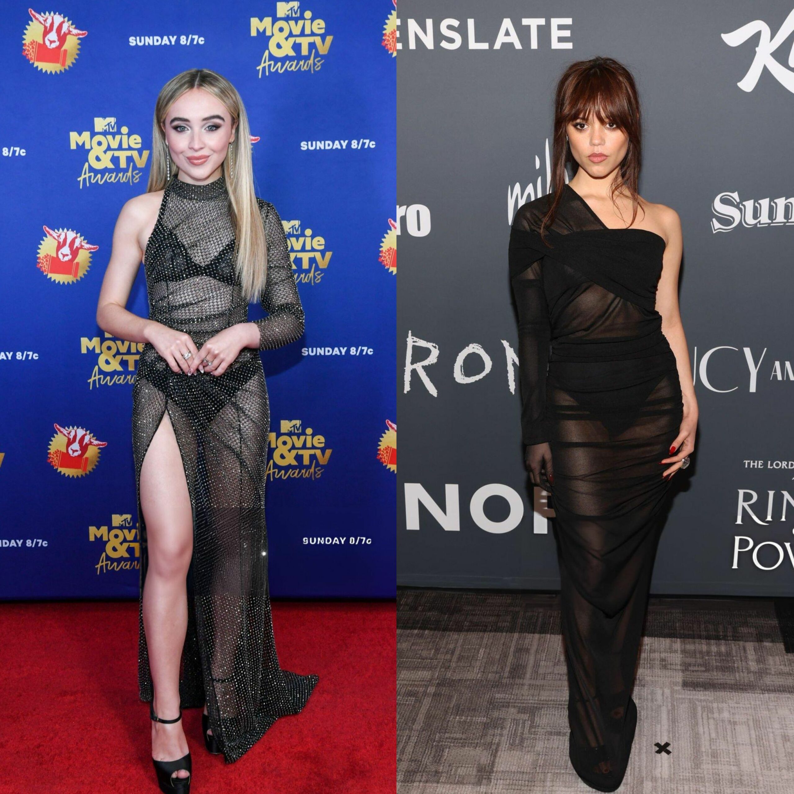 adu gaya sabrina carpenter vs jenna ortega, karpet merah hingga film, 1. Wara-wiri di karpet merah sejak remaja, gaya berpakaian Sabrina Carpenter dan Jenna Ortega terlihat bold lewat padu-padan motif dan palet warna cerah seolah mewakili fase keduanya yang sedang hobi bereksperimen dengan OOTD., 2. Andalkan jumpsuit hitam motif garis-garis putih, Sabrina Carpenter menyempurnakan look-nya bersama flap bag senada dari Chanel sewaktu hadiri premiere film Pitch Perfect 2. Jenna Ortega yang memilih clutch merah dari Saint Laurent kemudian memadu-padankan dengan block heels di premiere film Captain Underpants., 3. Memasuki usia awal 20-an, Sabrina Carpenter dan Jenna Ortega mulai berani tampil provokatif dalam balutan gaun transparan. Hadir di MTV Movie &amp; TV Awards 2020, Sabrina Carpenter memilih sheer dress hitam asimetris bertabur manik-manik dari Ralph &amp; Russo, sedangkan Jenna Ortega mengenakan gaun slim-fit Saint Laurent di karpet merah Critics Choice Awards 2022 Celebration Of Latino Cinema &amp; Television., 4. Ramaikan tren fashion mengenakan hooded dress, Sabrina Carpenter andalkan gaun warna karamel dari Alberta Ferretti dengan beberapa perhiasan minimalis saat hadiri The Fashion Awards 2022. Jenna Ortega tetap pertahankan gaya chic dengan hooded dress warna hitam yang disempurnakan bersama gelang chunky sewaktu tiba di peragaan busana Saint Laurent Menswear Fall/Winter 2023., 5. Sama-sama debut di Met Gala di tahun 2022, Sabrina Carpenter mengenakan satu set gaun dari Paco Rabanne yang terdiri dari bralette top dan ball skirt keemasan. Berbeda dari rekannya, Jenna Ortega perlihatkan look a la boneka Barbie dengan OOTD serba warna fuschia pink dari Valentino., 6. Beberapa kali menghadiri peragaan busana merek terkenal, Sabrina Carpenter sempat kembali mengenakan gaun transparan garis-garis warna hitam di Givenchy Spring/Summer 2024. Jenna Ortega yang mengenakan inner top tipis memilih memadu-padankan bersama blazer, rok midi pleated senada sambil membawa tas bucket di Christian Dior Spring/Summer 2024., 7. Bahkan ketika sedang berakting dalam film dan serial, Sabrina Carpenter dan Jenna Ortega selalu mengenakan setelan pakaian kekinian dengan sentuhan ciri khas masing-masing dari karakter yang mereka mainkan.