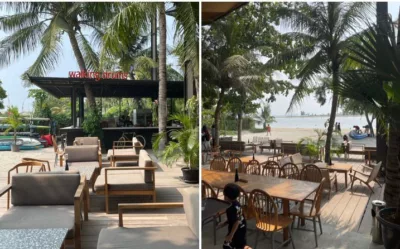 menikmati sunset di restoran walking drums ancol, view indah di tepi pantai jakarta