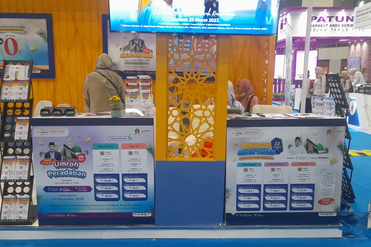 Sedikitnya 20 agen umrah dan haji hadir di Kompas Travel Fair 2024, menawarkan promo ibadah ke Tanah Suci dengan total perjalanan minimal sembilan hari.