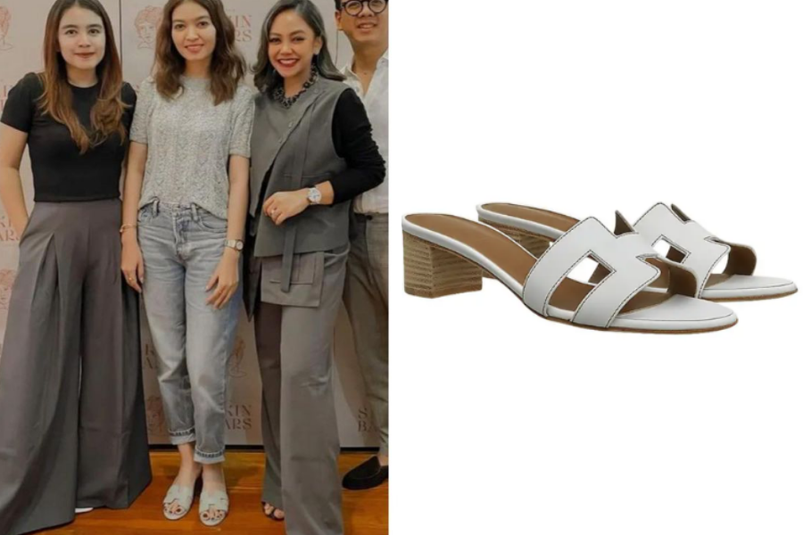 deretan sepatu mahal milik artis indonesia, hingga puluhan juta!, 1. Ayu Dewi hadiri acara pesta mengenakan sepatu heels warna ungu rancangan Amina Muaddi seharga 16 jutaan yang serasi dengan dress yang dikenakannya., 2. Nagita Slavina tampil casual chic dengan sepatu slingback Miu Miu koleksi leather two-tone pumps seharga 17 juta rupiah., 3. Olla Ramlan memilih heels koleksi Bottega Veneta padded bloc pumps warna mint dengan harga mencapai 15 jutaan rupiah., 4. Wulan Guritno melengkapi gaya kecenya pakai tabi leather heels hitam rancangan rumah mode Maison Margiela, harganya mencapai 18 jutaan rupiah., 5. Selvi Ananda bergaya casual mengenakan sandal dari koleksi Hermes Oasis warna putih seharga 12 jutaan rupiah., 6. Shandy Aulia melengkapi outfit serba putihnya dengan sentuhan warna yang pop-up pakai Chanel mary jane shoe warna pink seharga 31 jutaan rupiah., 7. Luna Maya memadupadankan outfit casual-nya dengan sepatu loafers Loro Piana seharga 16 jutaan rupiah.