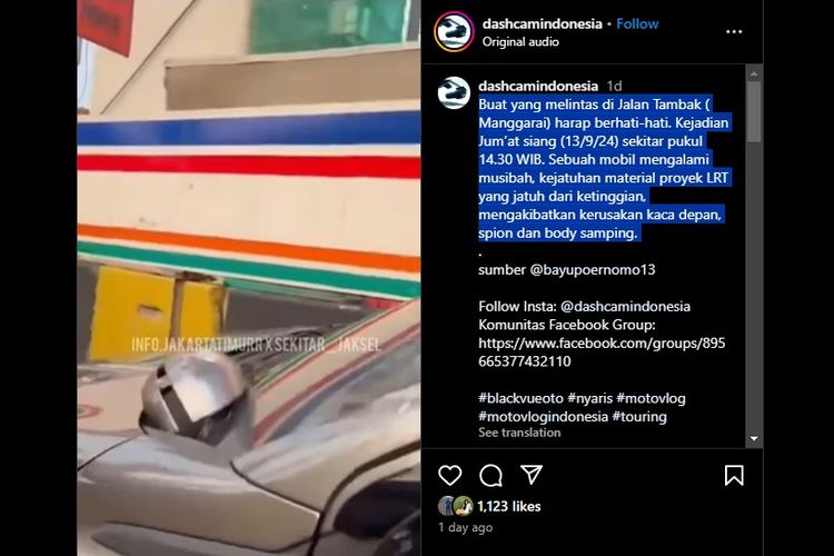 Video Viral, Mobil Kejatuhan Material Proyek LRT